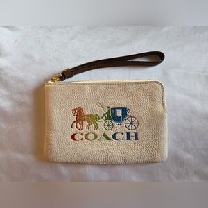 Coach Chalk Wristlet with Sparkling Multicolor Horse And Carriage Logo